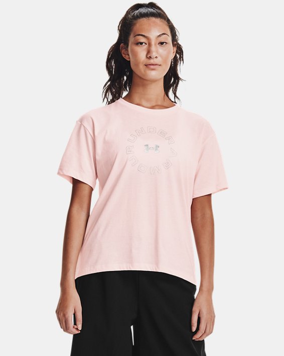 T-shirt à manches courtes UA Wordmark Graphic pour femme, Pink, pdpMainDesktop image number 0